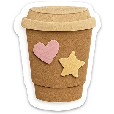 to-go coffee cup with heart and star pastel stickers sticker