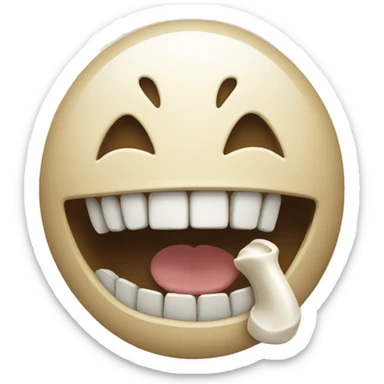 smiling emoji with bone in its mouth sticker