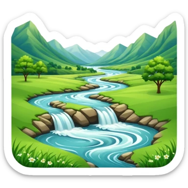 summer valley with a river sticker