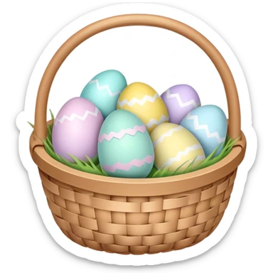 basket with pastel colored Easter eggs sticker