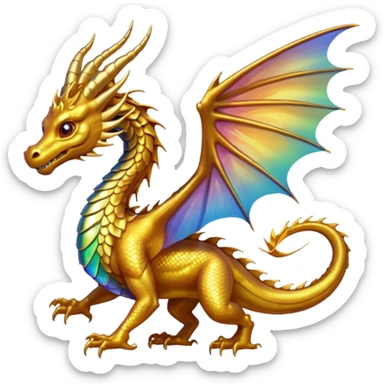 a golden dragon with two legs and two wings and one tail sticker