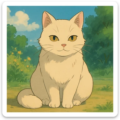 aesthetic cat, ghibli style sticker
