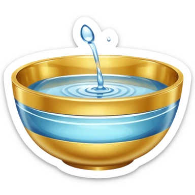 gold bowl, top up inside view, full of water sticker