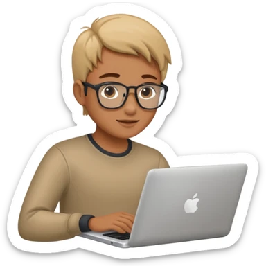 person working working on a laptop sticker