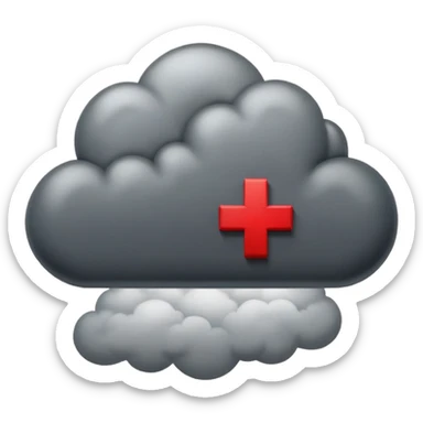 Red Cross symbol with dark storm cloud, representing negativity sticker