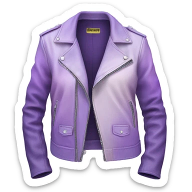 Realistic isolated side view of an open lavender to pastel purple ombre fashion leather jacket sticker