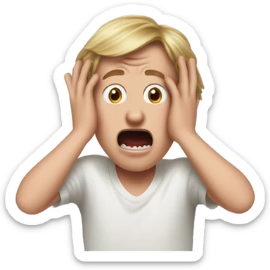 Kevin from Home Alone, putting both hands on his face and screaming of fear. bring the hands down lik he is putting on his cheeks. sticker