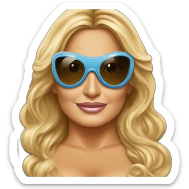Jennifer Coolidge wearing tanning UV goggles sticker
