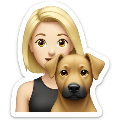 Blonde girl with black jindo dog sticker