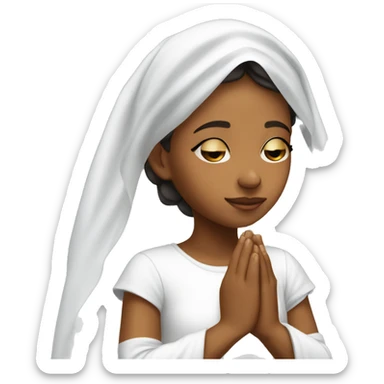 Caramel skin Girl praying for with white veil  sticker