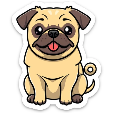 pug sticking tongue out sticker