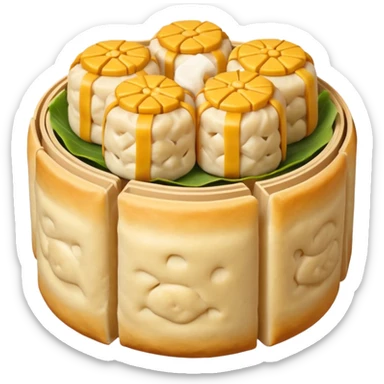 siu mai (a type of dim sum, just 1 cube of white color fish patty wrapped by yellow dough, leaving only the top part unwrapped, shape looks like short cylinder shape) sticker