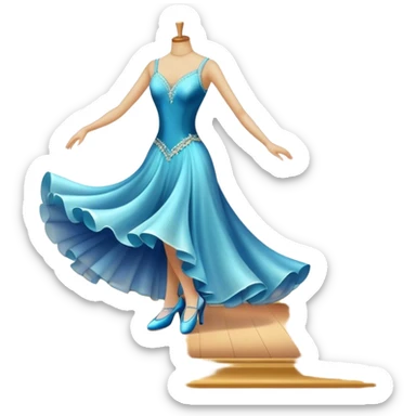 Icon for Ballroom Dance: elegant dance shoes, a flowing ballroom dress, and a dance floor with soft lighting. The icon should capture the grace, elegance, and style of ballroom dancing. Transparent background. sticker