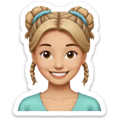 woman with hair tied up smiling sticker