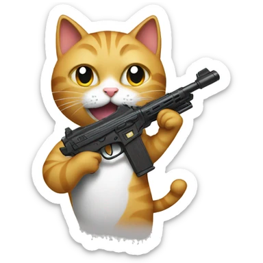 Cat with gun sticker
