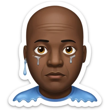 big black guy thats bald with grease dripping down his dace sticker