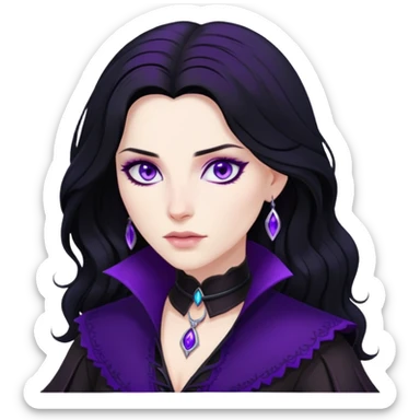 Yennefer from Witcher with black hair and purple eyes sticker