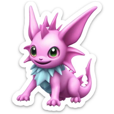 Pink Edgy Ethereal Vaporeon dragon With Fins and spikes full body sticker