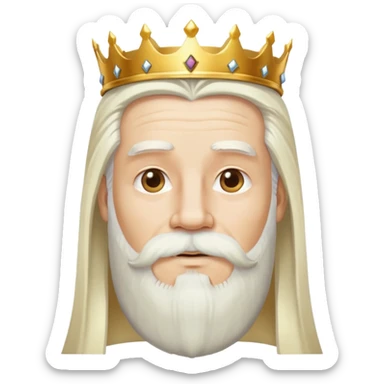 God, man with golden crown, long white hair, beard and white mustache sticker