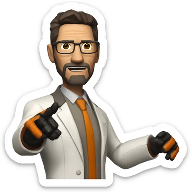 character of the game half life Gordon Freeman in his suit raises his hand and says hello sticker