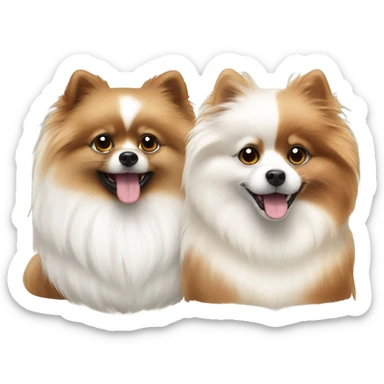A white and a brown Pomeranians  sticker