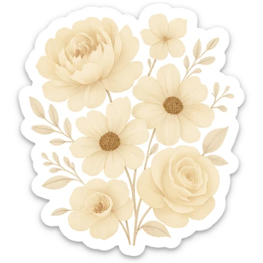 flowers in beige tones, vanilla girl style, with soft details sticker