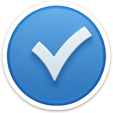 A blue circle with a white checkmark inside (dark blue checkmark) sticker