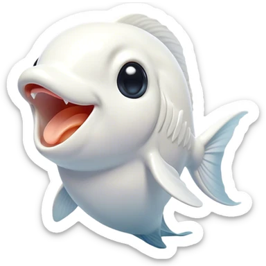 Cinematic Cute Yawning White Goldfish Portrait Emoji, Head tilted slightly with a dramatic, wide-open yawn, showcasing a smooth, pure white body with graceful, flowing fins, eyes barely open in drowsy contentment, Simplified yet irresistibly adorable features, highly detailed, glowing with a soft, cozy glow, high shine, relaxed yet expressive, stylized with a touch of whimsy, bright and endearing, soft glowing outline, capturing the essence of a sleepy yet affectionate goldfish, so drowsy it feels like it could float out of the screen and curl up for a nap! sticker