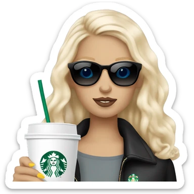 Girl with blonde hair, blue eyes, stockholm style and a zadig en voltaire bag and big sunglasses and a starbucks drink sticker