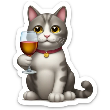 Un gato con una copa de vino sticker