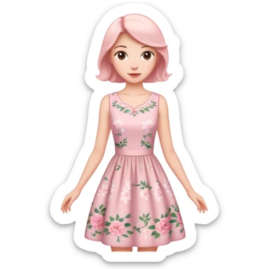 Spring light pink dress with flowers sticker