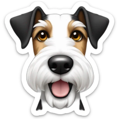 perro foxterrier con barbita, OJOS DE DISTINTO COLOR. blanco y NEGRO, ladrador sticker