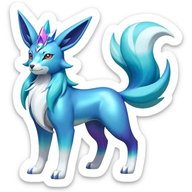 Shiny Colorful Iridescent Cobalion-Suicune-Glaceon-fakemon (full body) sticker