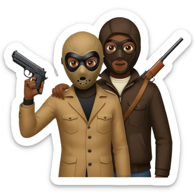 Chicago savage standing over his opposition pointing his gun and put one of those old 1970 burglary shisty mask sticker