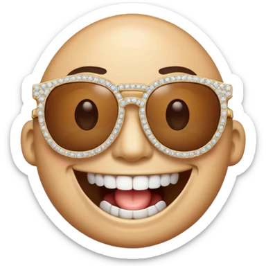 Un emoji riendose con diamantes en los dientes y con unas gafas de sol sticker