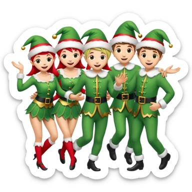 multipal dancing male and female Christmas elves  sticker