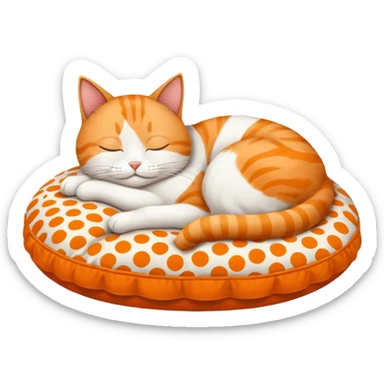 a lazy cat sleeping on a cusion sticker