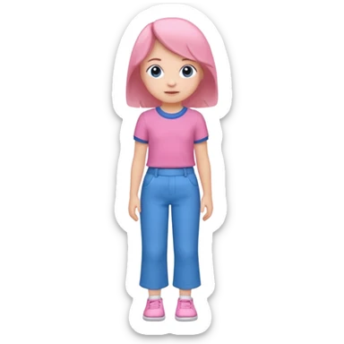 A young child with pants ☺️👖and a skirt and pink pants and blue shirt sticker