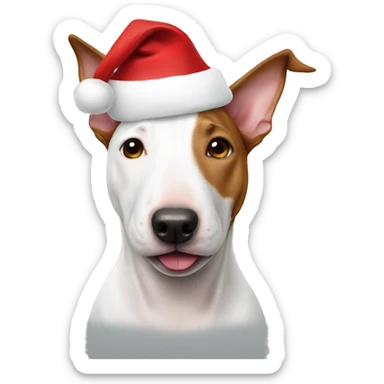Bull terrier with Santa hat sticker