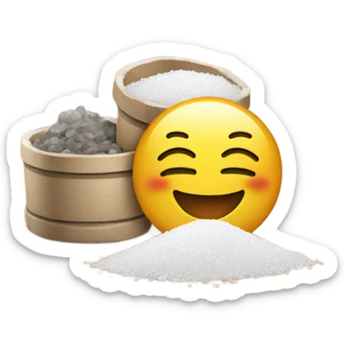 Smiling emoji with a pile a salt sticker