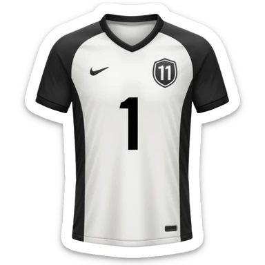 White and black soccer jersey with number 1 sticker