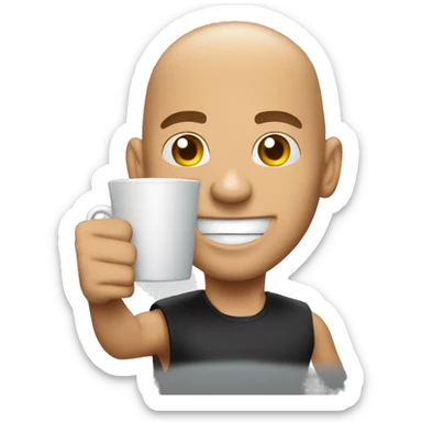 Vin Diesel cheering with cup of black coffee steaming sticker