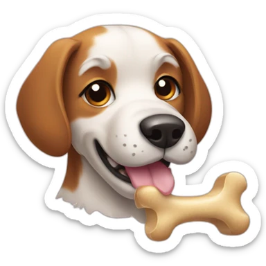 a dog with a bone sticker