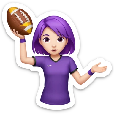 girl with purple hair catching football sticker
