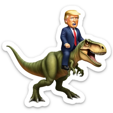 Donald trump riding a T. rex  sticker