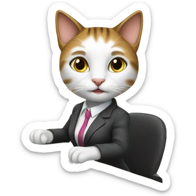 business female cat working at desk in office sticker