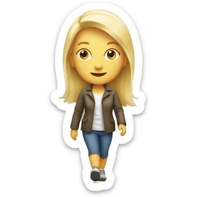 walking blond woman sticker