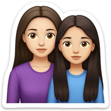 Mother and daughter with Lightskin and Long Dark Hair sticker