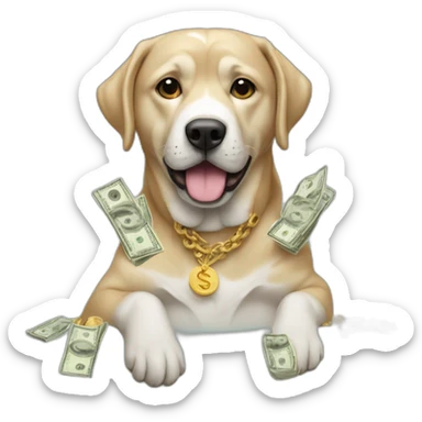 Rich dog money rain sticker