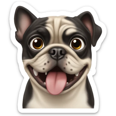 Pug barking at Boston terrier sticker